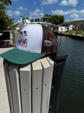Load image into Gallery viewer, White/Green Trucker Triple Kill Skeleton Hat
